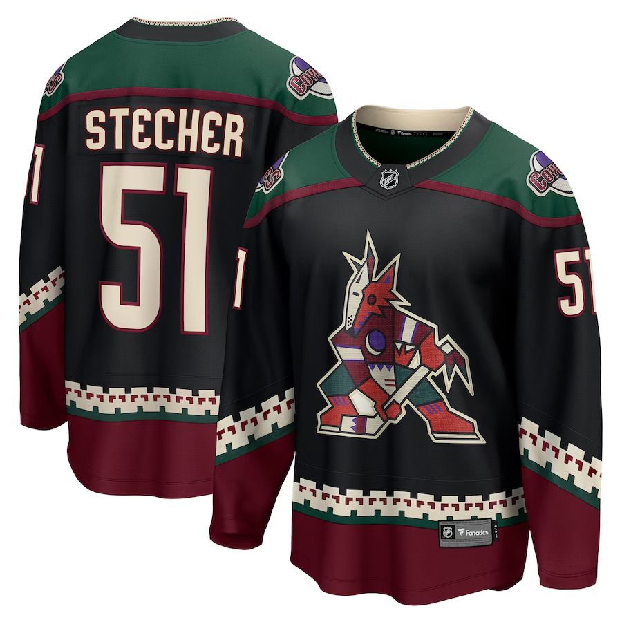 Men Arizona Coyotes #51 Troy Stecher Fanatics Branded Black Home Breakaway Player NHL Jersey